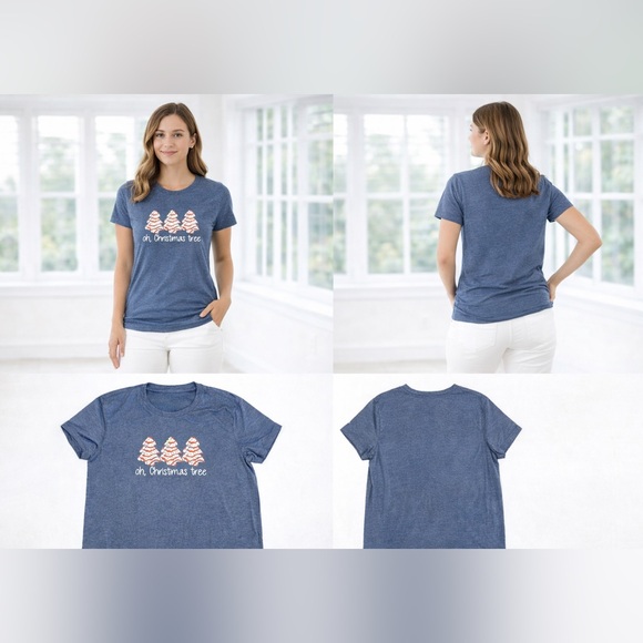 unbranded Tops - Blue Christmas Tree Graphic T-Shirt Women’s PTP 21” NWOT